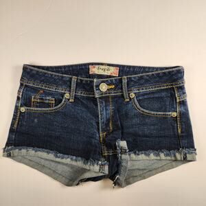 Fragile Blue Jeans Dark Wash Denim Shortie Shorts - Juniors Size 5 - Y2K Style